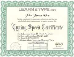 Typing Certifications Sample
